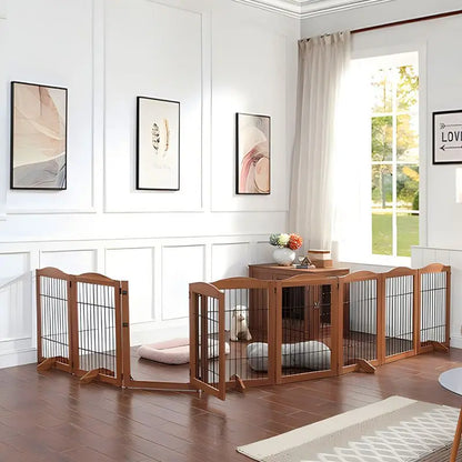 Wooden Pet Fence Dog Fence Freely Combinable Pet Isolation Door Indoor Foldable Dog Cage for Small and Medium Dogs Pet Supplies