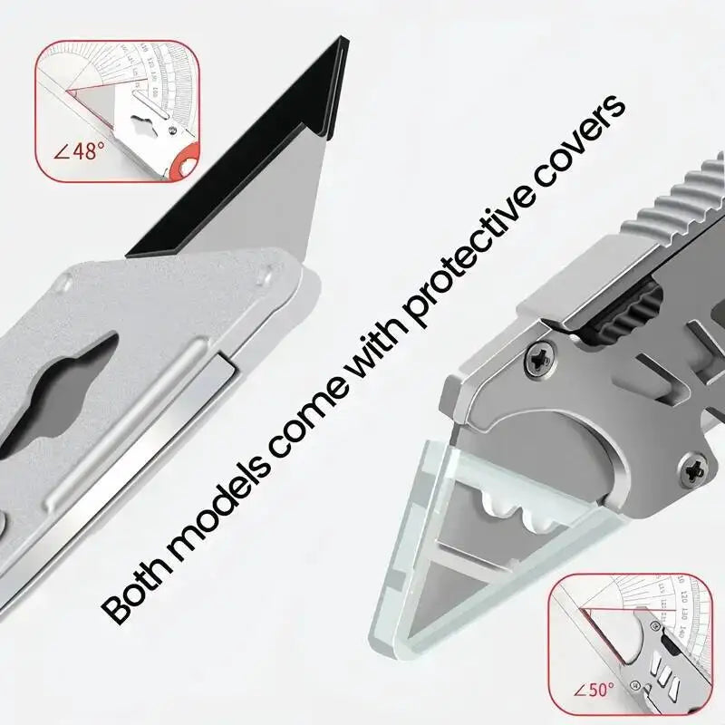 Folding Utility Knife Replaceable Blade Cutter for Cable Cartons Cardboard Boxes Sharp Durable with Safety Lock Easy Blade Chang