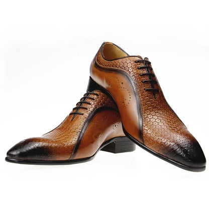 High Quality Formal Genuine Leather Shoes Men's Evening Wedding Comfortable Footwear Side Carving Shoes Black Brown Brogue