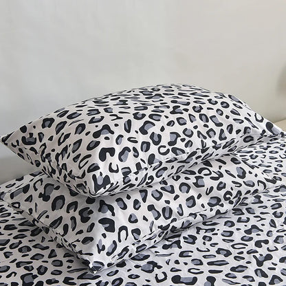 3Pcs/Set or 1Pcs Leopard Print Fitted Sheet, Animal Pattern Bedding Set with Pillowcases, Soft Microfiber Bed Sheet for Bedroom