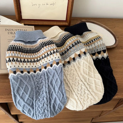 Vintage Stripe High Quality Warm Winter Sweater Clothes for Dog Cat Christmas New Year Knitted Pullover Clothes