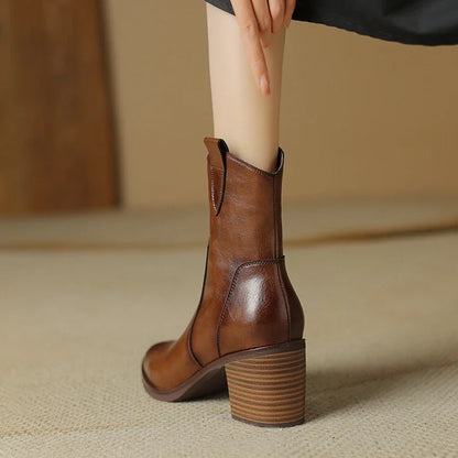 2026 Autumn Women Boots Women Shoes Pointed Toe Chunky Heel Boots Casual Winter Boots Short Modern Boots Chelsea High Heels