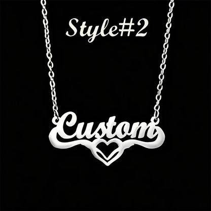 Multi-style Heart Name Design Personalized Pendant Necklace Woman Stainless Steel Silver Gold Name Customized Necklace Jewelry