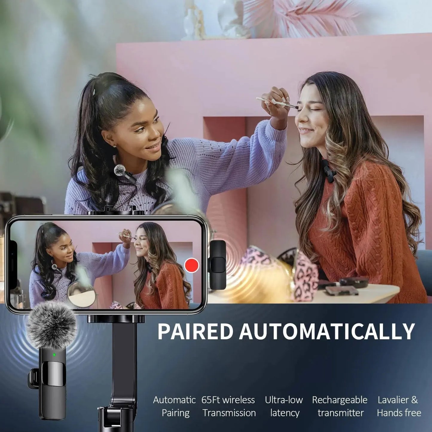 K60 NEW Wireless Lavalier Microphone Audio Video Recording Mini Mic For iPhone Android Laptop Gaming Mobile Phone Microphone