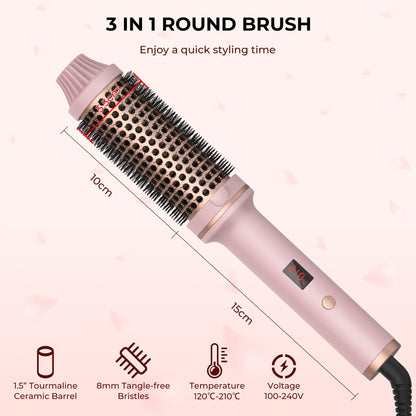 3 In 1 Hair Dryer Hot Air Brush Curling Iron Brush 32mm Electric Rotating Hair Curler Straightener Volumizing Brush Styler Dryer