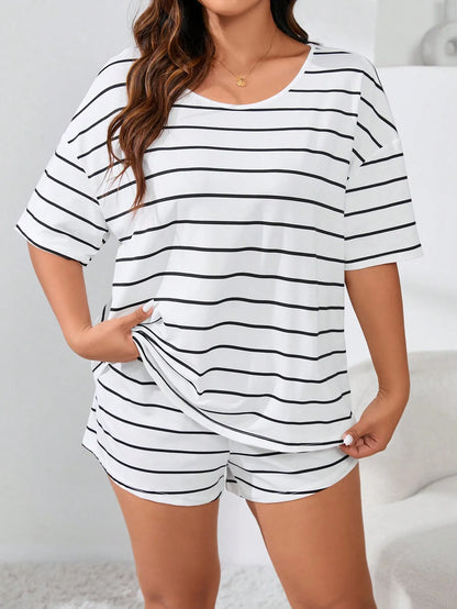 Summer Womens Sleepwear Set T Shirt Shorts Oversized Comfortable Home Outfit