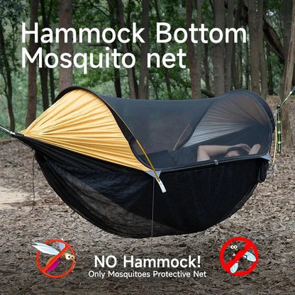 Camping Hammock with Bottom Mosquito Net Removable Mesh Underquilt Bug Net Quick Setup Hanging Bed for Outdoor Hiking