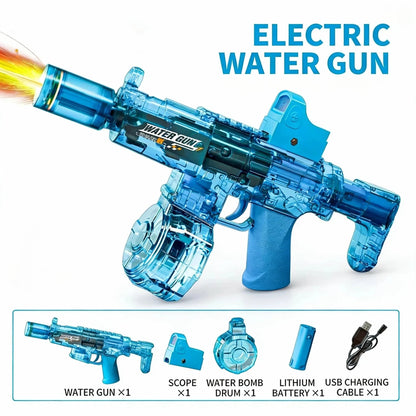 Electric Water Gun Simulation Shooting Water Gun with Recoil Flash Function Summer Outdoor Beach Game Toys Children Adults Gifts