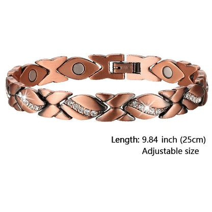 Women Magnetic Therapy Anklets 99.9% Pure Solid Copper 3500 Gauss Magnets Ankle Pain Relief for Arthritis Adjustable Size