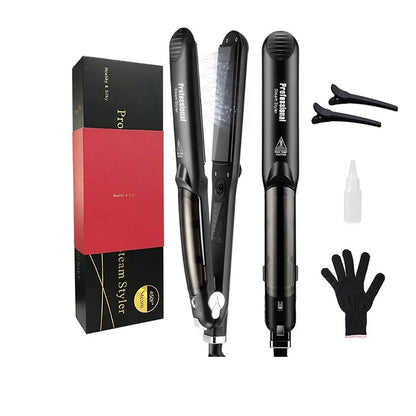 Hair Steam Straightener Ceramic Steam Flat Iron Vapor Plate Wet Dry Hair Iron Steamer Styling Tool Hair Styling Accessories