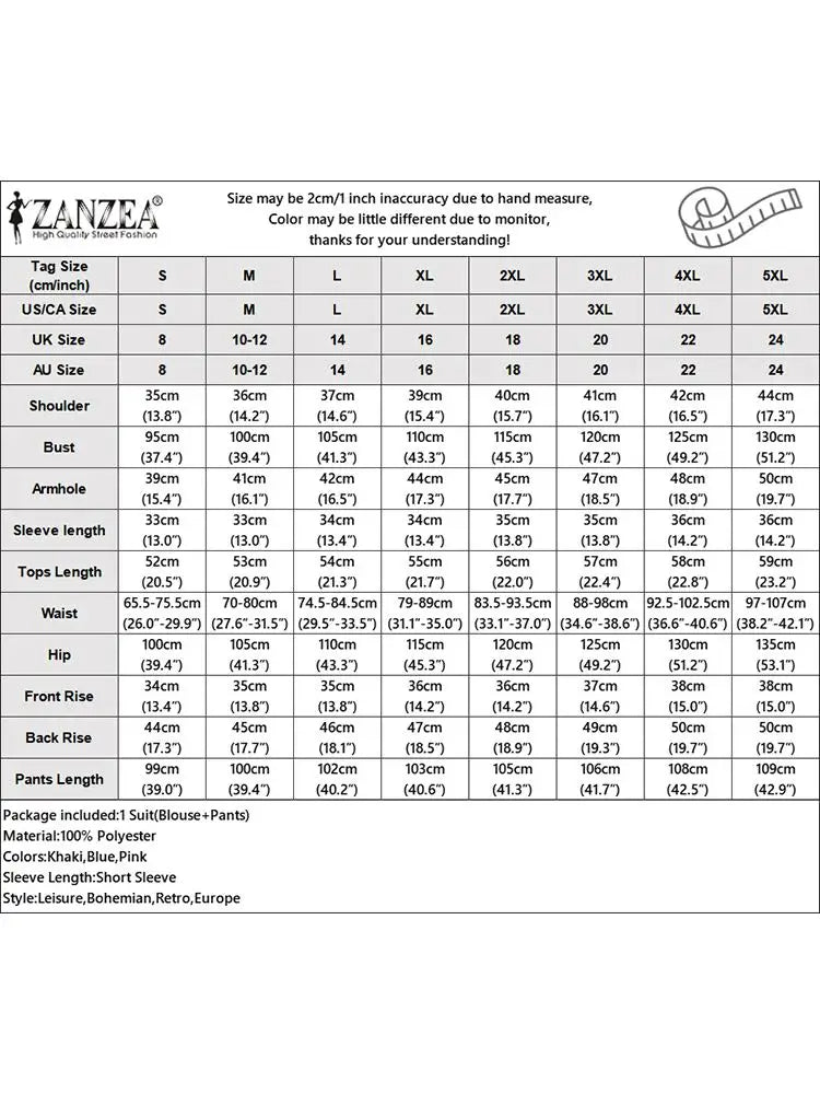 ZANZEA Fashion Short Sleeve Floral Embroidery Blouse Wide Leg Pants Sets 2PCS Women Summer Tracksuit Casual Loose Trousers Suits