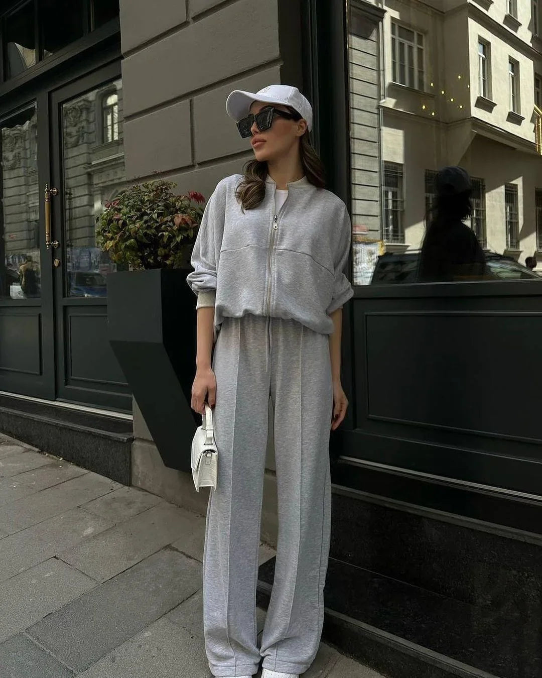 Fashion Women's Suit Zipper Trousers Round Neck Sweatshirt Wide Leg Trousers 2 Piece Set Conjuntos De Pantalón Fall Clothes 2025