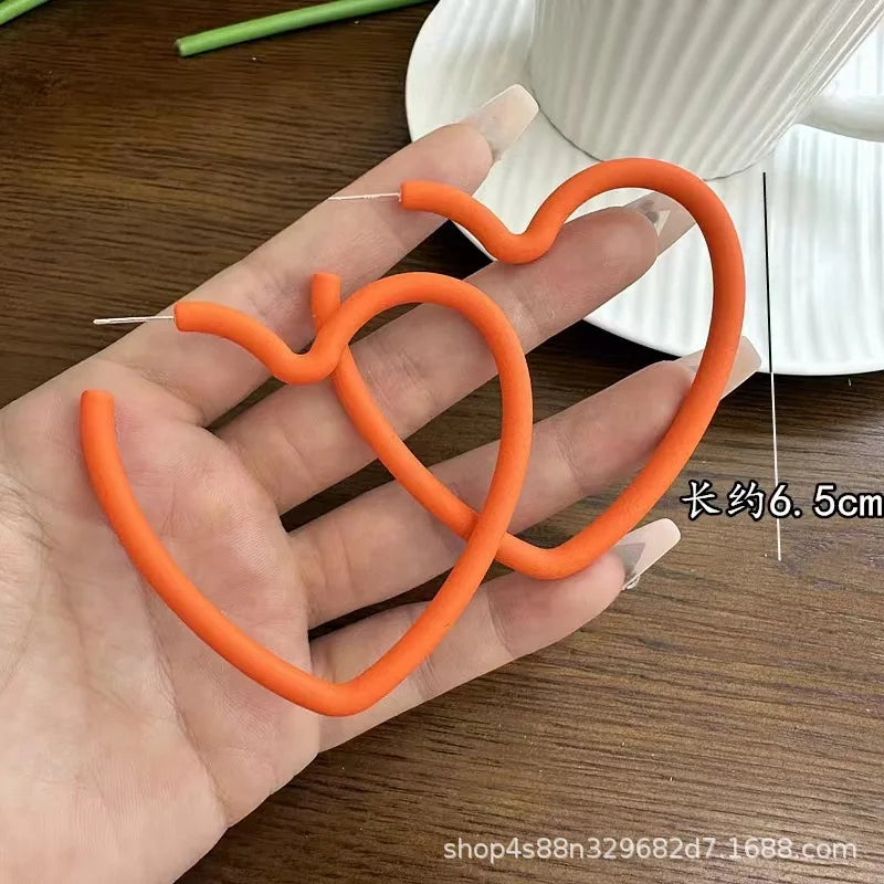Simple Big Round Star Heart Hoop Earrings For Women Geometric Plastic Exaggerated Earring Hyperbole Trendy Ring Earrings Jewelry