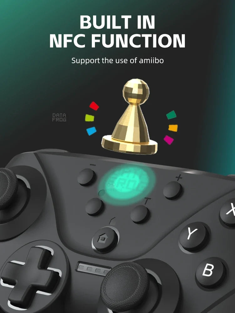 Data Frog Wireless Game Controller for Switch Console/Lite/OLED | NFC, Turbo, Vibration Adjustment Gamepad Joystick