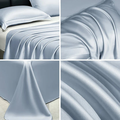 Summer Cooling Bed Sheet Breathable Comfortable Cooling Blanket Ice Silk Fabric Solid Color Flat Sheet Luxury Bedding Sheet