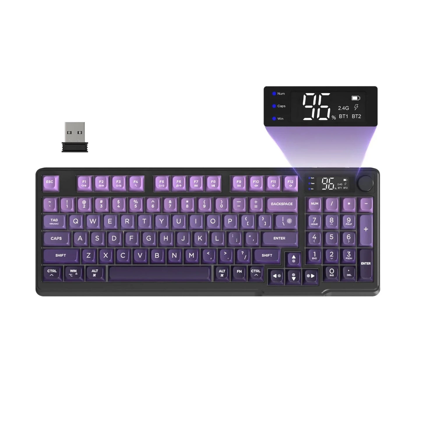 M96 Wireless Keyboard and Mouse Set, Bluetooth&2.4G, Smart Screen, 96 Keys, RGB, Silent Keyboard Mouse Combo