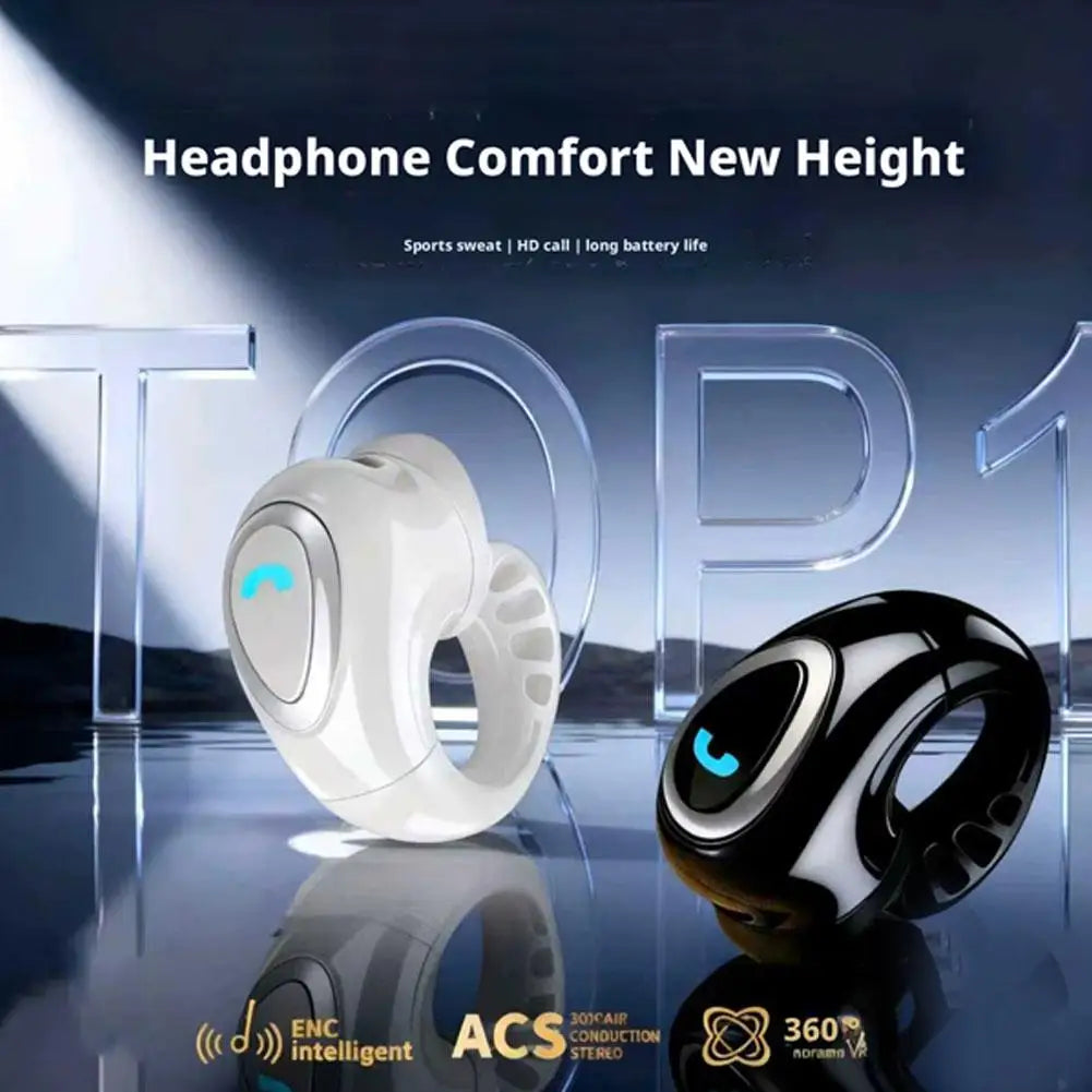 Bluetooth Wireless Ear-clip Single Headphone Open-Ear Air Conduction Earbuds Clip-On Single Headset HIFI Stereo Sound Earphone