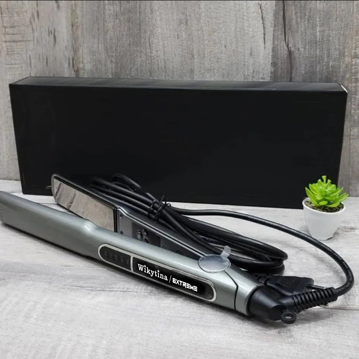 Professional Titanium 2-in-1 Hair Straightener Curler with 5 Heat Settings Fast Heating Negative Ion Salon Flat Iron