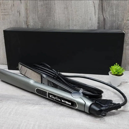 Professional Titanium 2-in-1 Hair Straightener Curler with 5 Heat Settings Fast Heating Negative Ion Salon Flat Iron