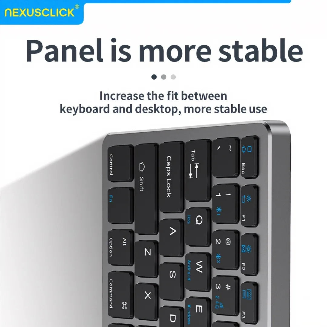 NexusClick Wireless Ergonomic Keyboard Mouse Combo - Rechargeable Mini Multimedia Set for PC, Laptop, MacBook