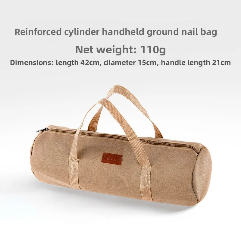 Outdoor Cylindrical Camping Storage Bag Portable Handbag for Tent Stakes Wind Ropes Durable Cylinder Pouch for Camping Accessori