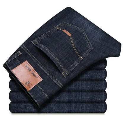   2025 Men NEW Men's Fashion Business Jeans Classic Style Casual Stretch Slim Jean Pants Male Brand Denim Trousers Black Blue Me