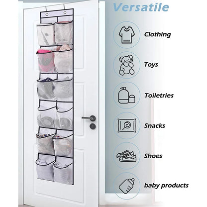 12 Pockets Over the Door Shoe Organizer Large Mesh Pockets with 2