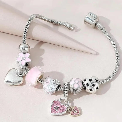Bohemian Pink Cherry Blossom Love Bracelet Pendant Bead Design Summer Beach Music Festival Leisure Party