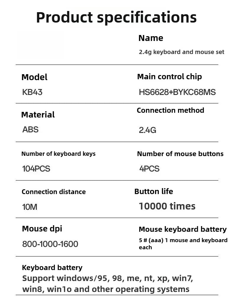 Wireless Keyboard and Mouse Set for Desktop Laptop Silent Business Keyboard Mouse Combo