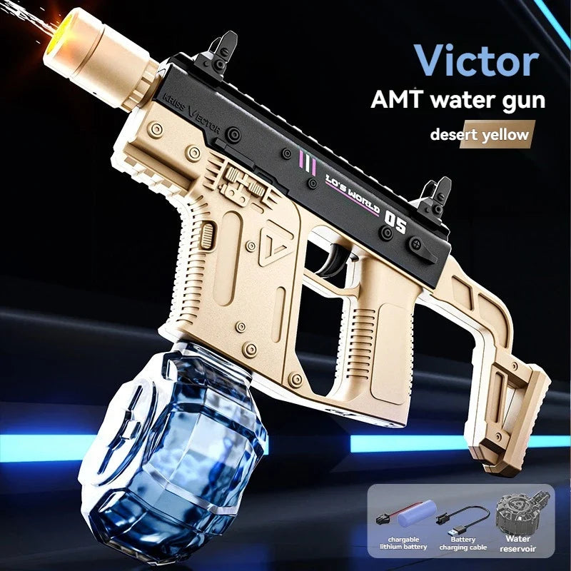 Large Capacity Victor Electric Water Gun Toy, Absorb Water Automatic Continuous Shooting, With Lights, Summer Beach Pool Gift