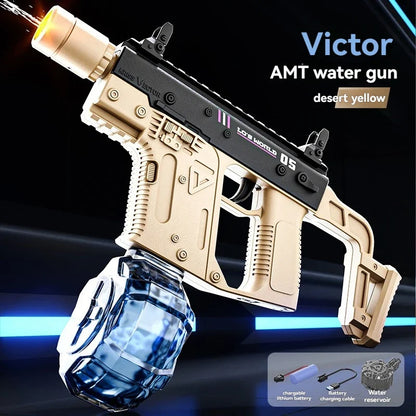 Large Capacity Victor Electric Water Gun Toy, Absorb Water Automatic Continuous Shooting, With Lights, Summer Beach Pool Gift