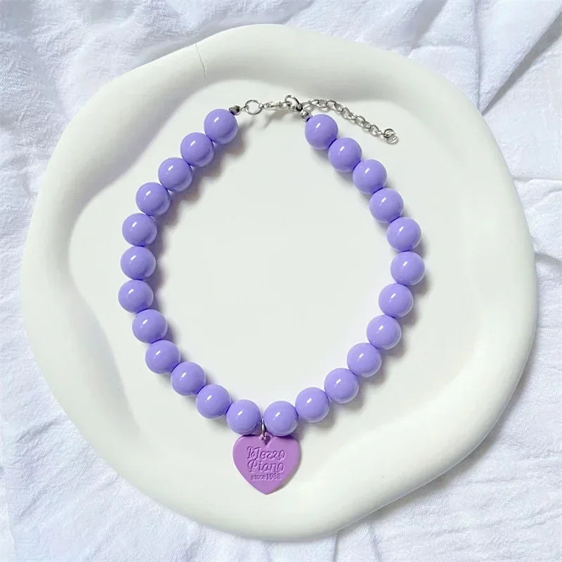 Princess Heart Pendant Pet Pearl Collar Dog Necklace Cat Jewelry Collar Puppy Accessories Dog Chain Chihuahua Wedding Jewelry