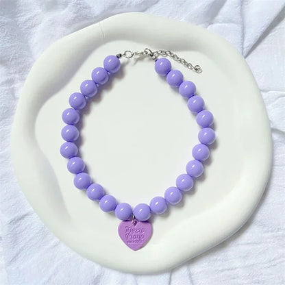 Princess Heart Pendant Pet Pearl Collar Dog Necklace Cat Jewelry Collar Puppy Accessories Dog Chain Chihuahua Wedding Jewelry