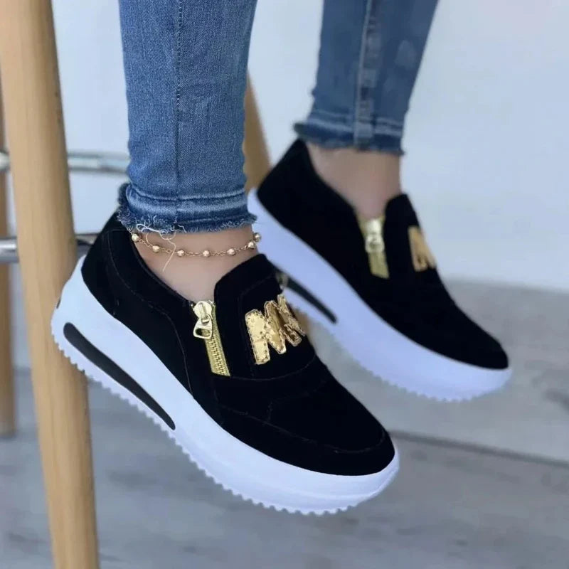Women's Sneakers Platform Shoes Side Zipper M Printed Women Vulcanized Shoes Lightweight Casual Shoe Plus Size 43 Women Shoes