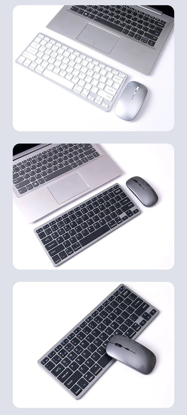 NexusClick Wireless Ergonomic Keyboard Mouse Combo - Rechargeable Mini Multimedia Set for PC, Laptop, MacBook