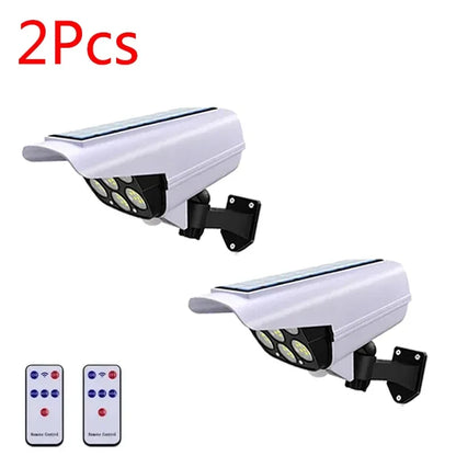 1-2pack 77led Solar Motion Sensor LED Light Outdoor Dummy Camera