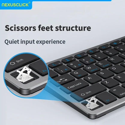 NexusClick 2.4G Wireless Keyboard Mouse Combo, Ergonomic Rechargeable Mini Multimedia Office Keyboard Set For PC Laptop Macbook