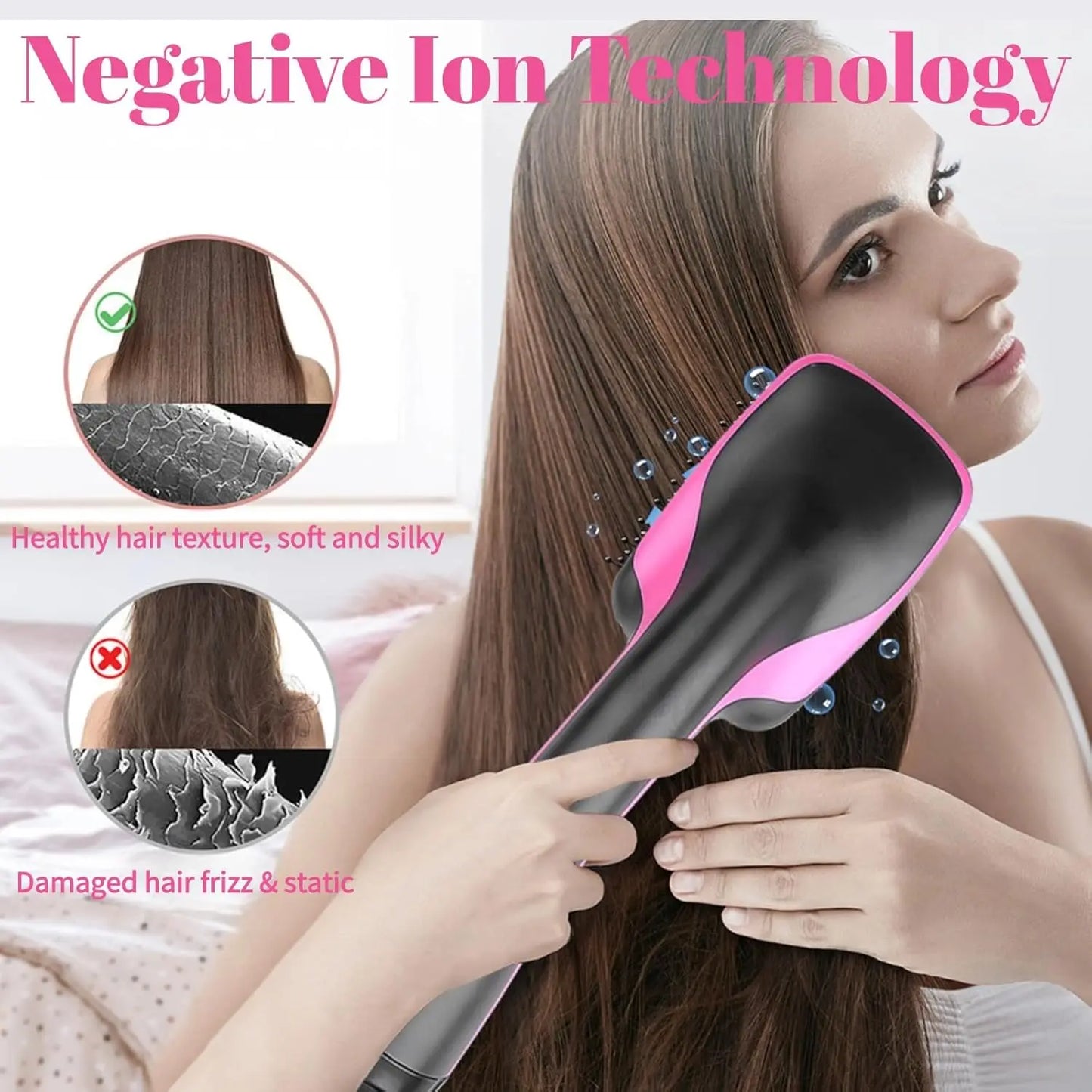 2 in 1 Hot Air Comb, with High-Speed Ion Airflow, Use Air to