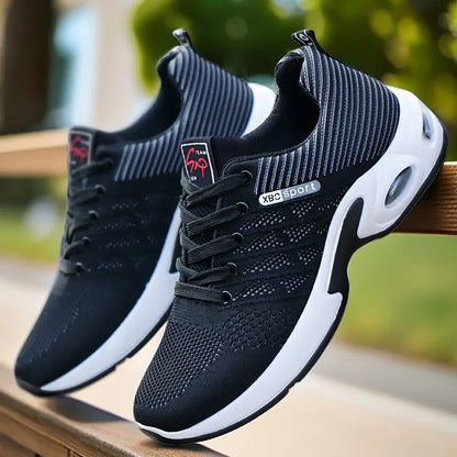 Men's Casual Sneakers Breathable Mesh Lace Up Versatile Lightweight Soft Sole Daily Walking Running Footwear For Outdoor Wear