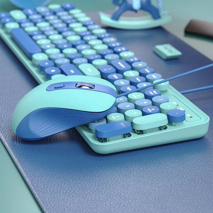 Wireless Keyboard Mouse Set High-Looking Girl Silent Office retro Cute Pink