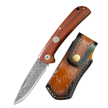 Folding Blade Kitchen Knife Stainless Steel Meat Cleaver With Wood Handle Cooking Household Meat Fruit Vegetables Barbecue Knife