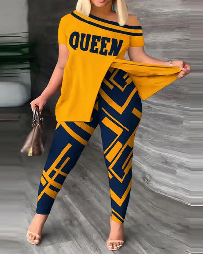 Spring Summer Printing Fashion New Suit 2-piece set Women