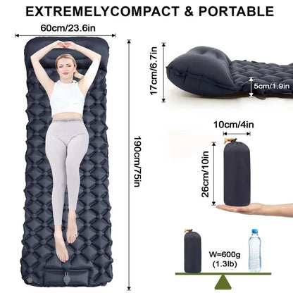 Outdoor Camping  Inflatable Mattress Extra Wide Sleeping Pad Ultralight Folding Bed Sleeping Mat Car Travel Mat