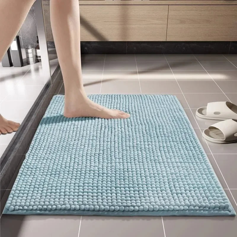 Chenille Bath Mats Encrypted Thickened Short Plush Strong Water-absorbent Non-slip Bathroom Rug Carpet Quick-drying Foot Mat