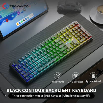 V108 Bluetooth Keyboard  Office Low Noise 2.4G Wired&Wireless Full Layout with RGB Backlit Membrane
