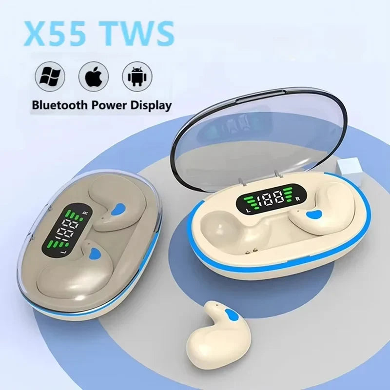 Bluetooth Wireless Headphones X55 Earbuds Ear Hooks Bluetooth Earphones Bass Noise Reduction Earbuds HiFi Stereo Headsets