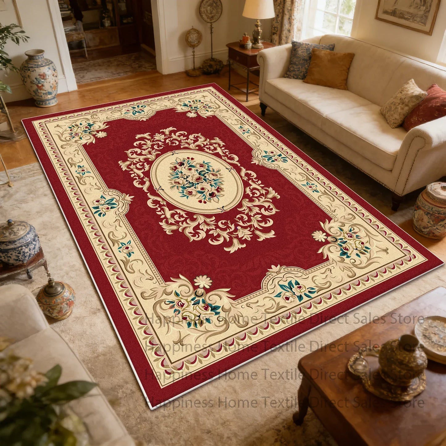 Persian Retro Large Living Room Sofa Carpet Antiskid Machine Washable Decoration Bedroom Large Size Rug Soft Parlor Luxury Mat
