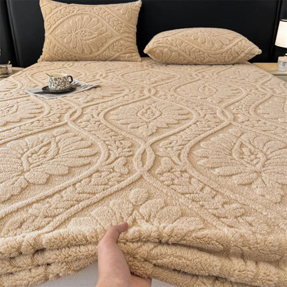 Warm Fleece Elastic Fitted Bed Sheet Thermal Winter Sheets Mattress Topper Protector Cover for Single Couple Double Bedsheet