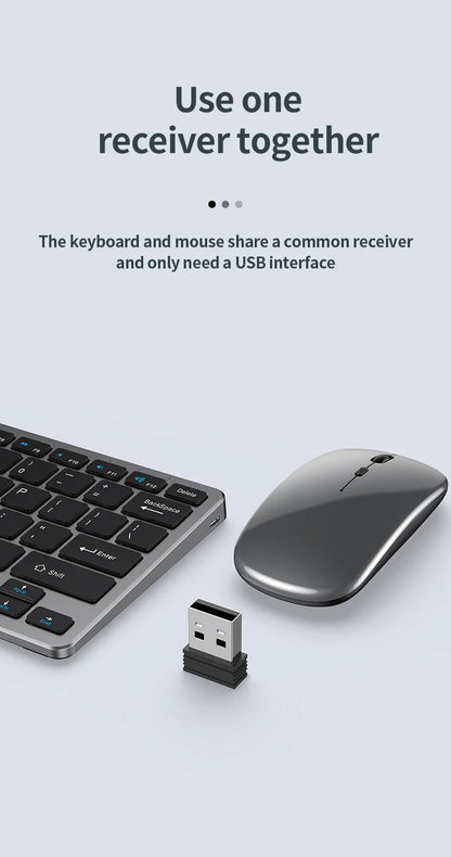 NexusClick Wireless Ergonomic Keyboard Mouse Combo - Rechargeable Mini Multimedia Set for PC, Laptop, MacBook