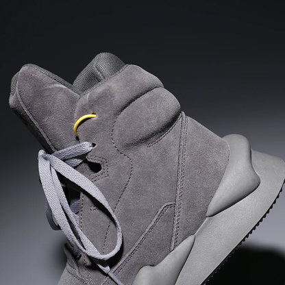 High-top Men's Sneakers Cow Suede Original Design Casual Boots Non-slip Wearable Women's Sneakers Round-toe Cool  Sports Shoes